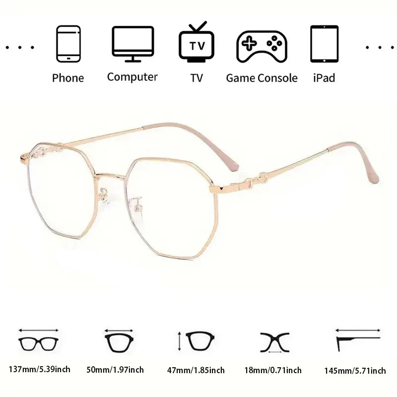 Hot Sale Rose Gold Square Glasses High Quality Anti-Blue Light Flat Glasses HD Durable Transparent Lens Eyewear Fast Shipping