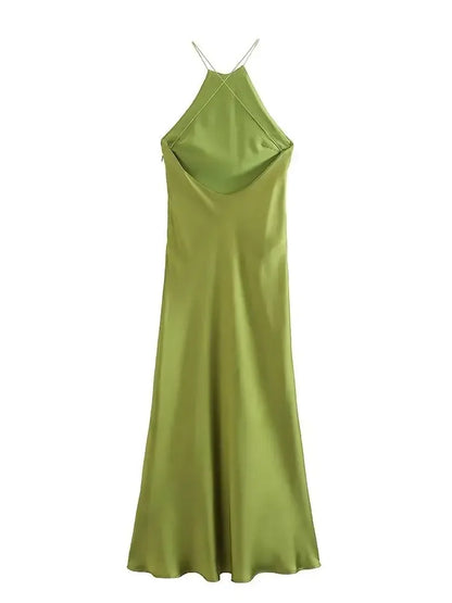 2023 Summer New Women's Dress Tanksilk-satin Feeling Sleeveless Dress 9588 Western Style Fashion