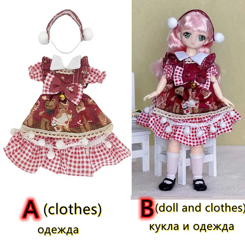 30cm Two-dimensional Doll Comic Face 1/6 Bjd Doll or Dress Up Clothes Children's Girl Birthday Gift Toys Kids Toys 18