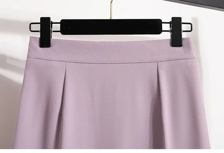 2025 Summer Female Fashionable Versatile Solid Skirts High Waisted Mid Length A-line Plus Size Skirt Split Wrap Body Skirt