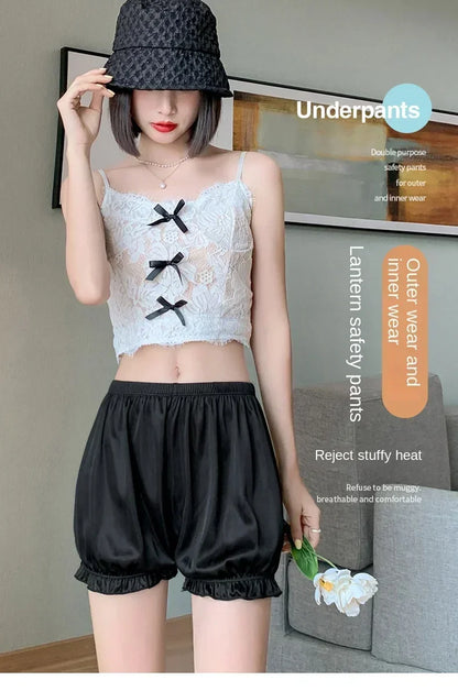 Summer Thin Safety Pants Women JK Leggings Women Anti-slip Safety Pants Women Loose Wear Shorts Home Pajama Pants Women White