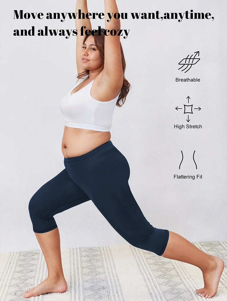 Women Plus Size Fit Short Fitness Seven Points Pants High Waist Fashion Solid 200lbs Sports Shorts Gym Outdoor Casual Yoga Pants