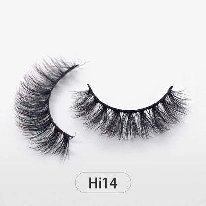 Dropshipping Reuseable Natural Long 12-15mm 3D Faux Mink Lashes Fluffy Volume False Eyelashes Cruelty Free Wispy Makeup Lashes Hi14 15mm CHINA