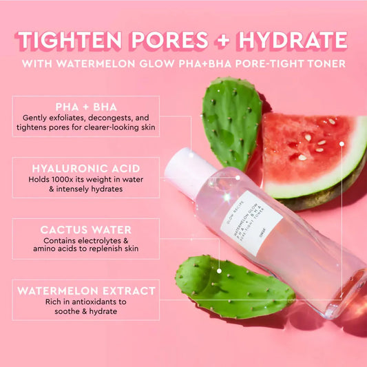 Glow Recipe PHA + BHA Face Toner - Korean Skin Care Pore Minimizer & Gentle Facial Exfoliator for Tightening, Hydrating 150ml