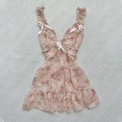 Y2K High Street Vintage Fit Dress Woman Clothing Short Sleeve Chic Casual Fashion Outfits Aesthetic Summer Sweet Dresses 2000s A6