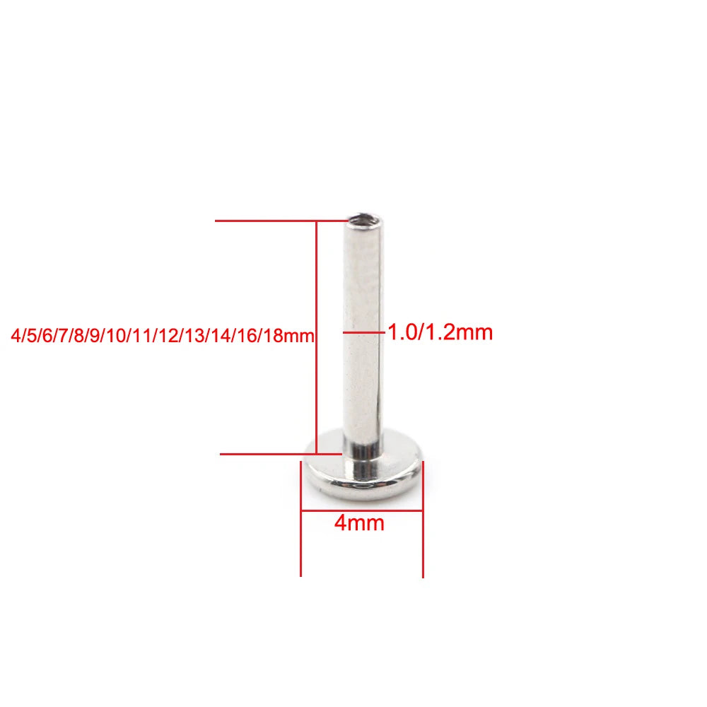Alisouy 1PC G23 Titanium Internally Threaded Labret Shaft Lip Replacement Flat Bar Ear Tragus Stud Earring Body Piercing Jewelry B 4mm