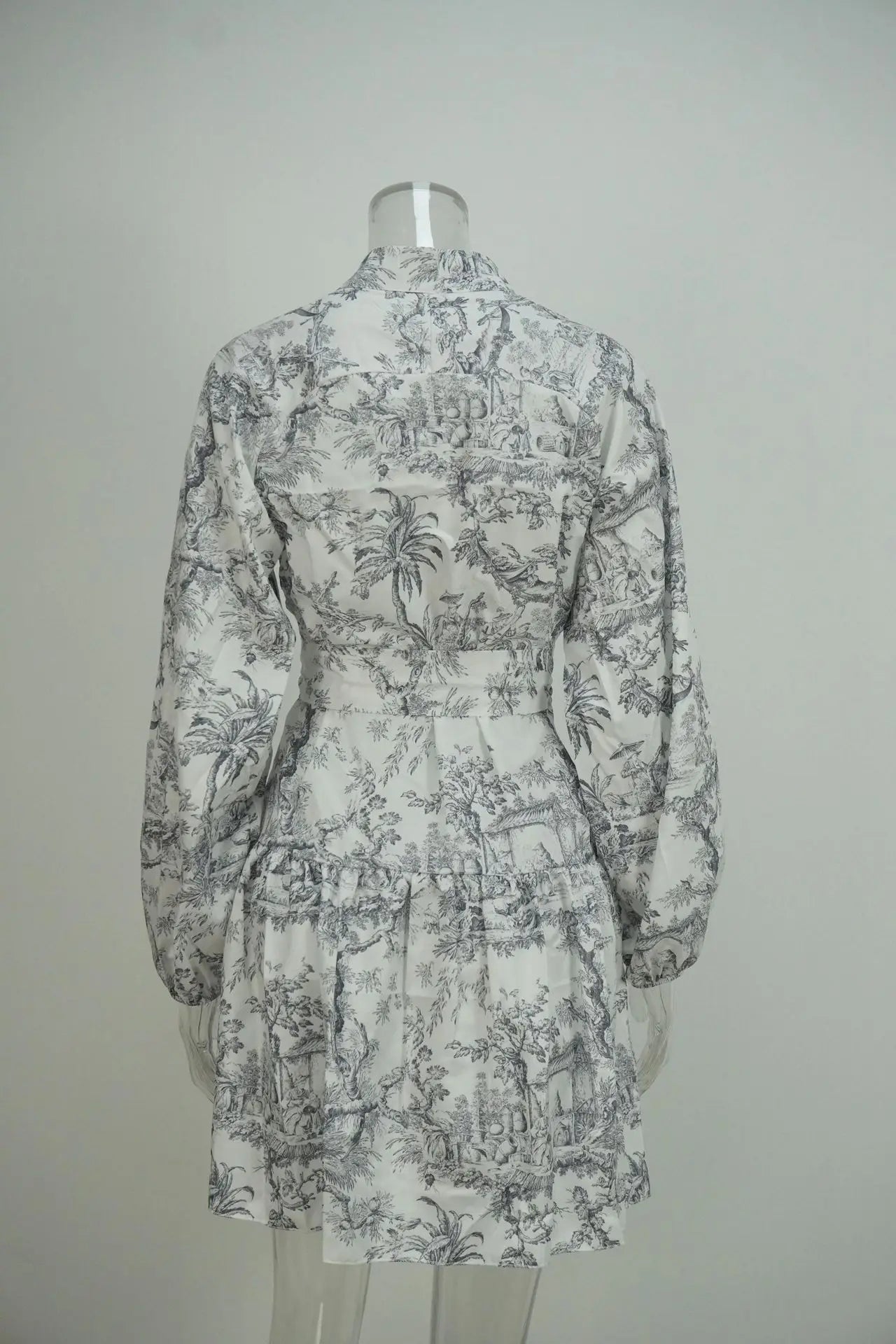 Autumn new women's clothing style elegant, fashionable, casual, sexy commuting long sleeved lace up Chinese style printed dress