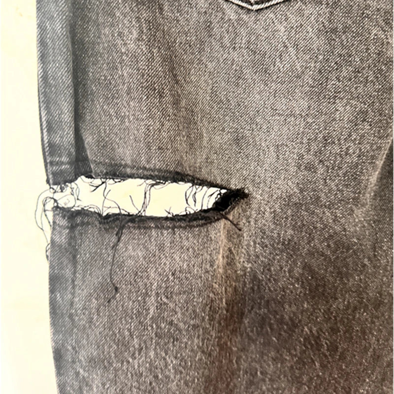 Dave&Di Summer British High Street Retro Loose Jeans With High Waist Wide Legs Broken Jeans For Women Boyfriend Style Mom Jeans