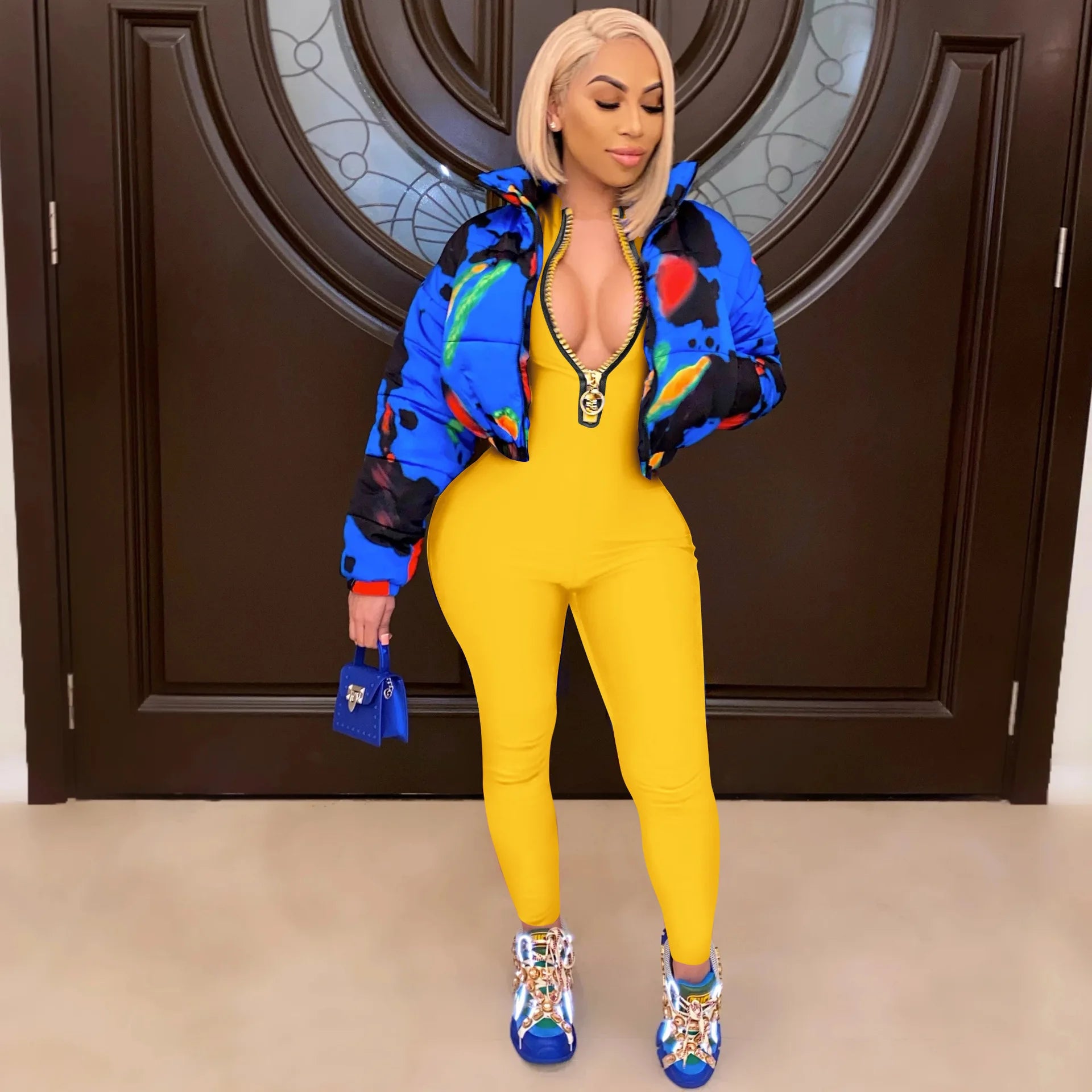 Women's Bodycon One-piece Jumpsuit Long Sleeved Big Zipper Female Casual Sport Workout Skinny Activity Wear Overalls Tops Badiee Stylez