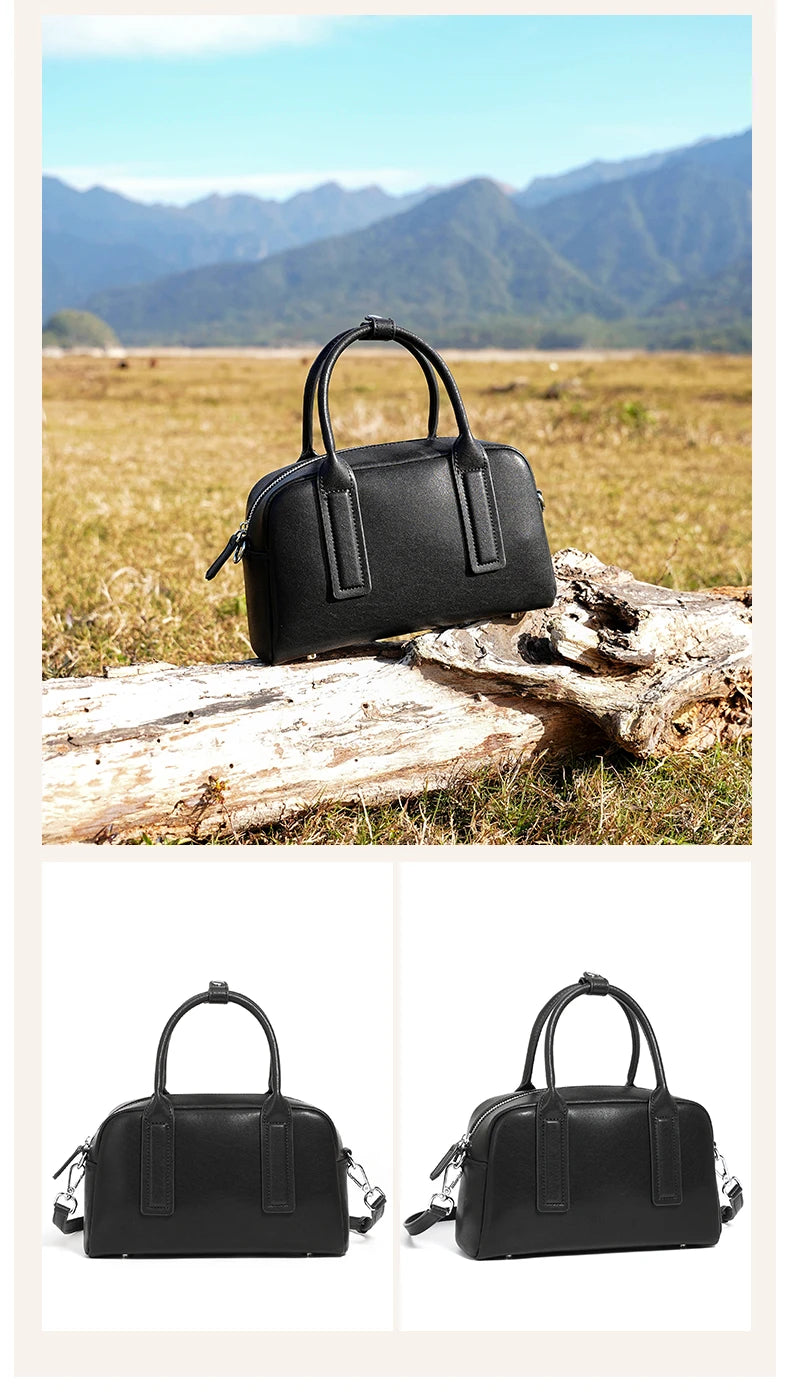 Burminsa Vintage Genuine Leather Pillow Small Shoulder Bags For Women 2025 Luxury Designer Crossbody Purses Tote Ladies Handbags