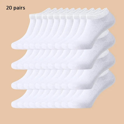 Unisex 40/20/10 Pairs of Solid Color Socks, Soft and Lightweight Ankle Socks, WOMEN'S Casual Boat Socks, Low Cut Ankle Socks Badiee Stylez