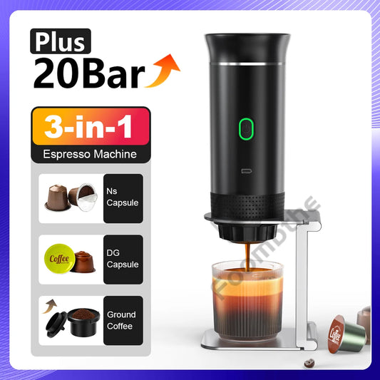 Wireless Electric Portable Espresso Coffee Machine for Car & Home Camping Coffee Maker 3-in-1 Capsule Powder Travel Coffee Maker Badiee Stylez