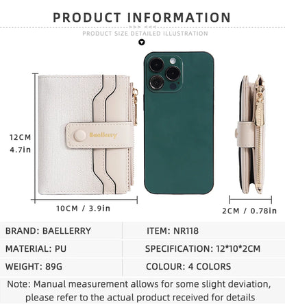 Baellerry High Quality Women Wallets New Simple Short Card Holde Brand Female Purse Photo Holder Coin Pocket Zipper Women Wallet