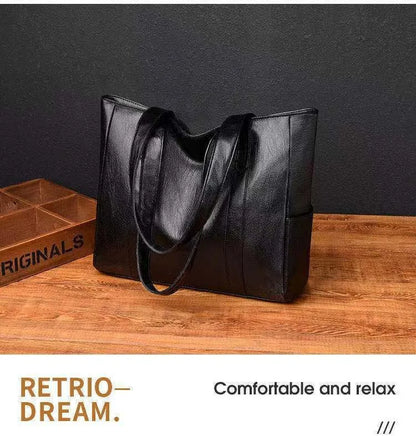 Vintage Large Capacity Tote Bag, Retro Vegan Shoulder Bag, Women's Casual Handbag For Commute ,Trendy Handbag with Soft Leather
