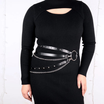 Versatile Plus Size Punk Belt with Stud Decoration Stylish Black PU Hip Hop Belt Suitable for Party and Casual Wear 1 Adjustable