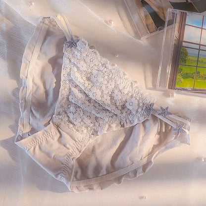 Japanese-Style Soft Girl Thin Transparent Pink Lolita Lolita Loli Lace Cute Sexy Underwear Fat grey 1pc