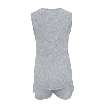 Women's Casual Fashion Set with Suspender Sleeveless Solid Color Top and Pants Set Summer Comfortable Clothing