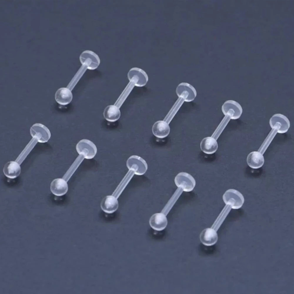 10~20pcs/Set Transparent Acrylic Bioflex Tragus Retainer Lip Studs Ear Helix Earring 6mm 8mm 10mm 12mm Body Piercing Jewelry Badiee Stylez