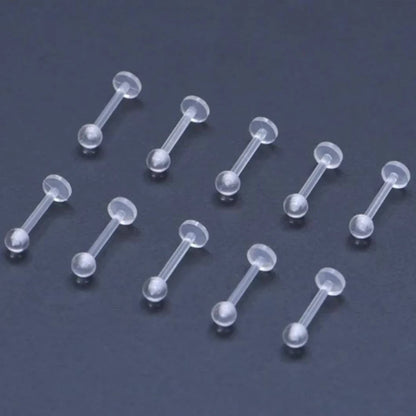 10~20pcs/Set Transparent Acrylic Bioflex Tragus Retainer Lip Studs Ear Helix Earring 6mm 8mm 10mm 12mm Body Piercing Jewelry Badiee Stylez