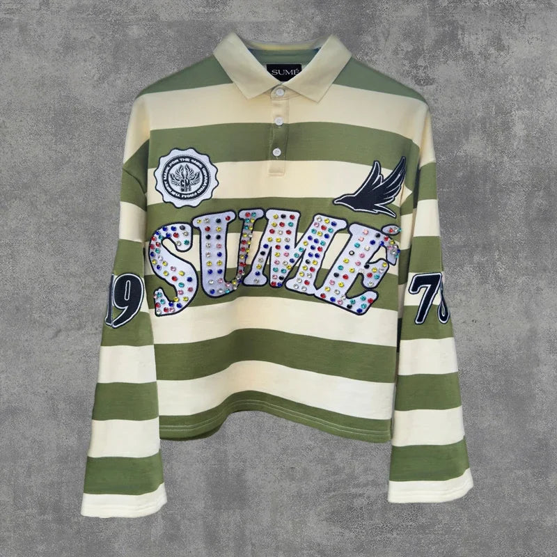 Couple summer washing fashion rhinestone striped two-piece set of denim shorts original color casual printing five-point pants