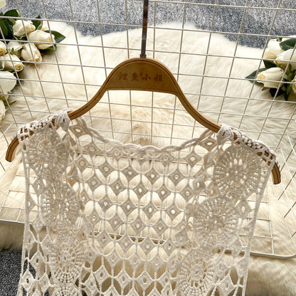 Women bohemian Sweet Knit cut out Hook flower hollow Cardigan Vintage Elegant Korean Fashion split Loose Coat Ins