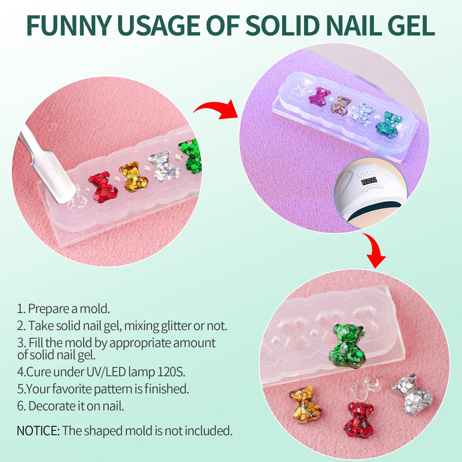 Nailpop Solid Nail Gel Glue for Press On Nails Strong Adhesive Clear Gel Tip Adhesive UV Gel Long-Lasting No Damage 20g (1/3pcs)