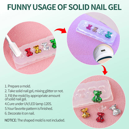 Nailpop Solid Nail Gel Glue for Press On Nails Strong Adhesive Clear Gel Tip Adhesive UV Gel Long-Lasting No Damage 20g (1/3pcs)