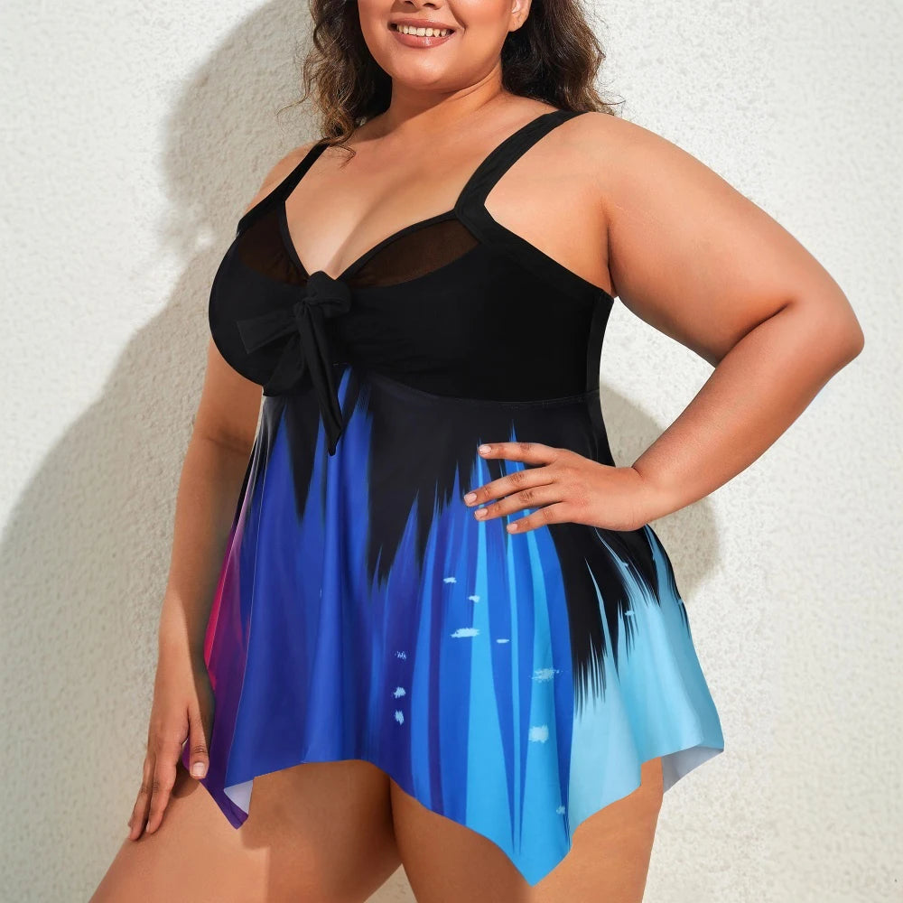 LAPA Plus Size Womens Scenery Printed Padded Strappy Tankini Sets Summer Beach Ladeis Swimsuits Swimwear Swimming Bikini Outfit