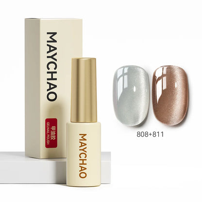 MAYCHAO 5ML Gel Nail Polish 9D Laser Diamond Glitter Cat Eye Gel Semi-Permanent Soak Off UV LED Gel Nail Manicure Tools Nail Art 808And811