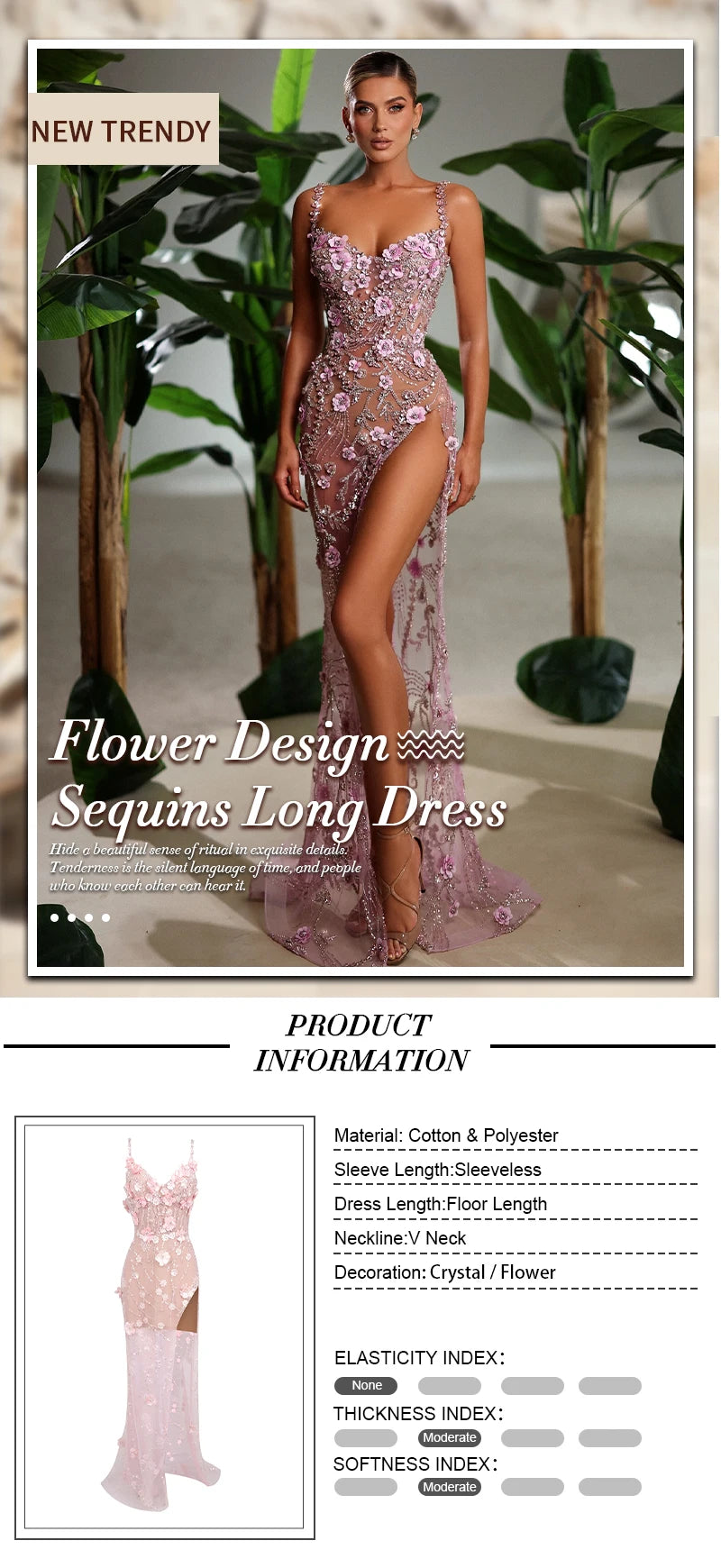 VC Diamond Beaded Spaghetti Strap Long Dress Pearls Sequins Structured Flowers High Split Sheer Mesh Trendy Celebrity Party Gown Badiee Stylez