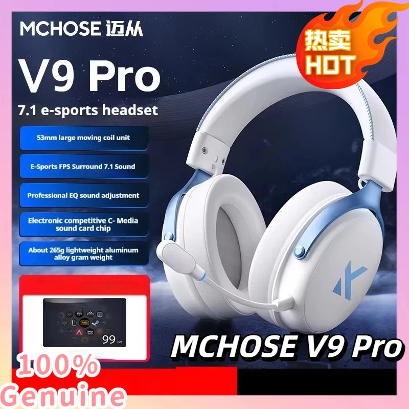 MCHOSE V9 pro Wireless Bluetooth Headset Low Delay Three Mode Microphone Noise Reduction Dynamic Sound for Office And Gaming Badiee Stylez