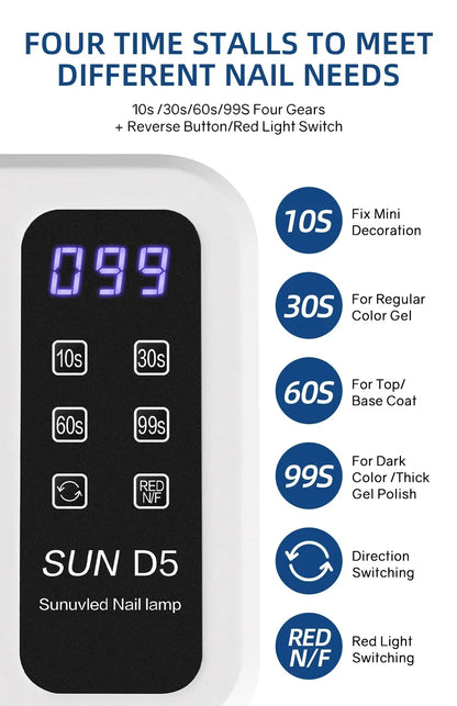 480W Big Space UV LED Nail Lamp For Manicure Lamp Drying Gel Nail Polish 140LEDS Nail Dryer With LCD Screens Salon Tools