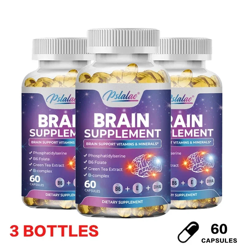 Brain Supplement - Contains B Vitamins To Support Brain Health, Improve Cognitive Function, and Enhance Memory and Concentration 60 Capsule-3bottles