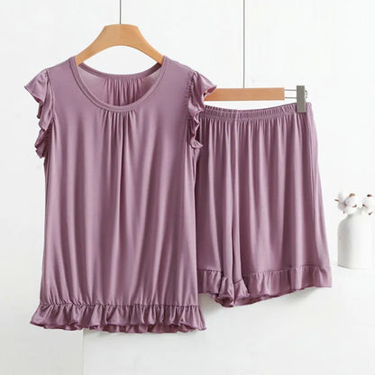 3XL-8XL Women's Pajama Sets New Plus Size Lounge Wear Modal Sleeveless Shirt Shorts Suit Sleepwear Home Clothes Ladies Pijamas