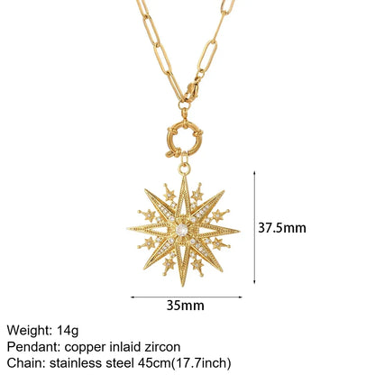 Heart Evil Blue Eye Sun Necklace for Women Cute Dog Bee Elephant Gold Color Pendant Woman's Collars Long Stainless Steel Chains NK016goldAC210392G1