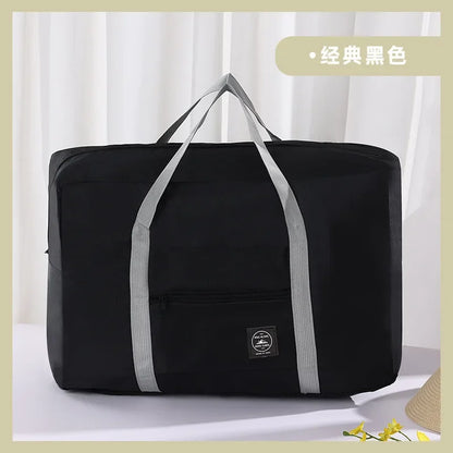 1-piece foldable travel bag, weekend travel bag, gym bag, suitable for airline carry on luggage bag, business travel storage bag Black
