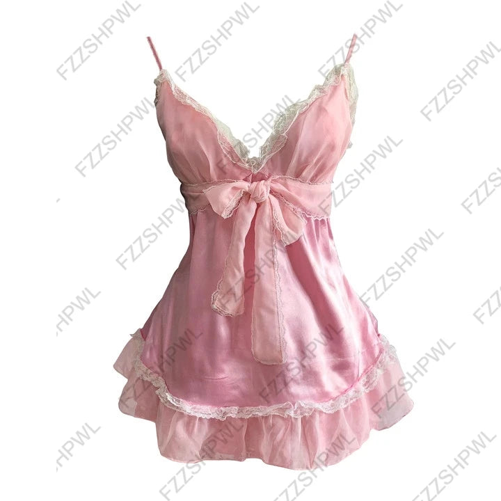 Y2K Dress Frock Hip Hop Grunge Goth Streetwear High street Pleated skirt Kawaii Unique Summer Cool Chic Dark style Jersey dress Fen 1