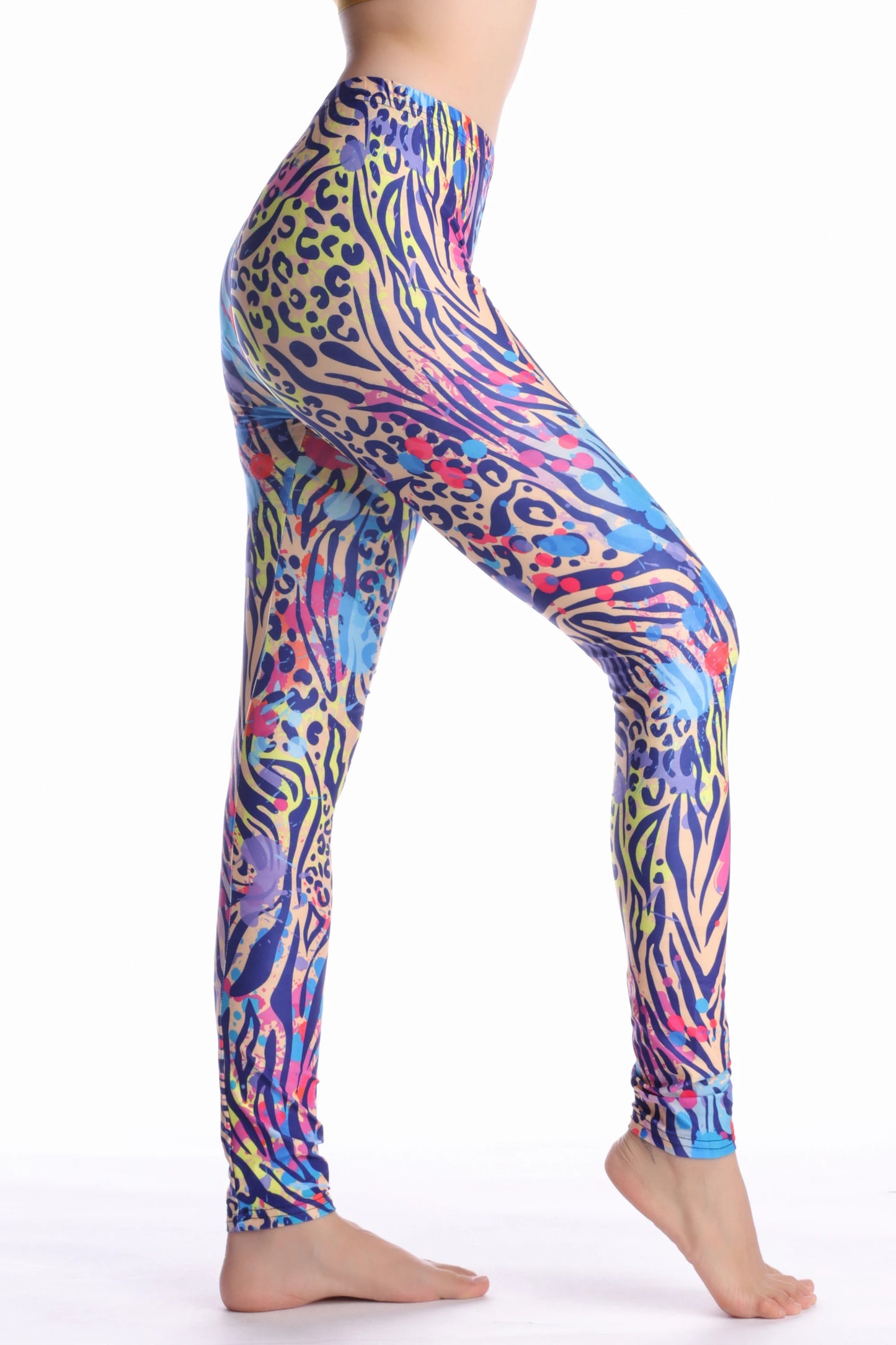 Women Leggings High Waist Cartoon Comic Beauty Print Trousers Soft Female Casual Elastic Pant