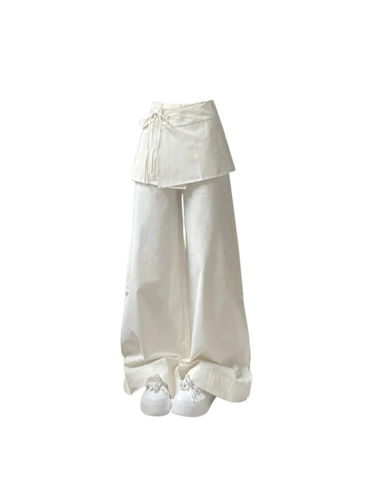 Women's Off White Pants Harajuku Streetwear Oversize Parachute Pants Y2k Retro 2000s Aesthetic Vintage Trousers Fashion Clothes Badiee Stylez
