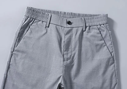 Male Suit Trousers Check Cooling Ice Silk Plaid Straight Up Clothes Offer Slacks Designer Men's Summer Pants Fabric 2024 Classic