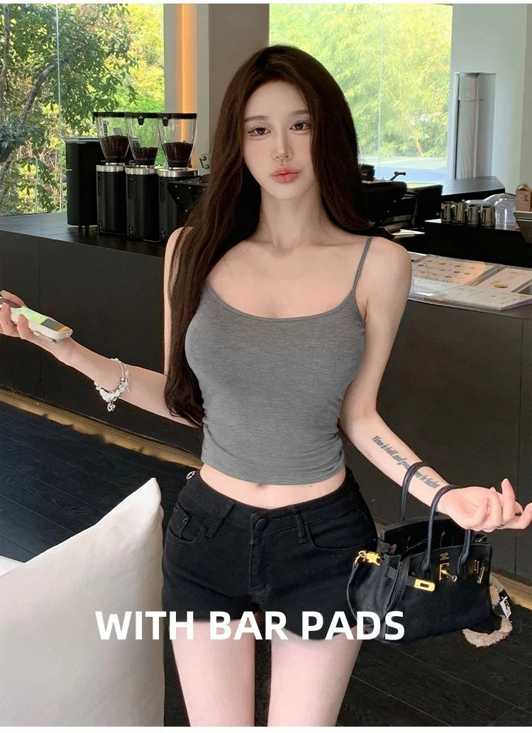 Show Figure Show Waist Thin Self-Tie Chest Pad Camisole Vest Inner Spring and Summer Thin Ballet