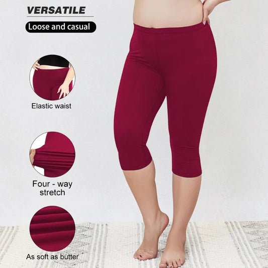 Women Plus Size Fit Short Fitness Seven Points Pants High Waist Fashion Solid 200lbs Sports Shorts Gym Outdoor Casual Yoga Pants