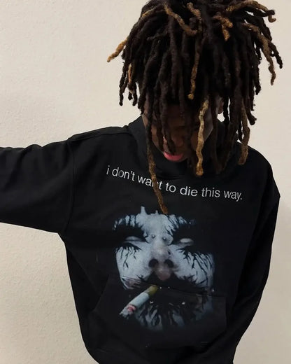 Y2k Streetwear Gothic Cartoon Letter Oversized Hoodie Men's Fashion Harajuku Loose and Versatile Long Sleeve Hoodie