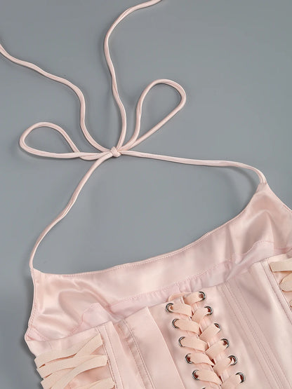 Pink Prom Dress Strapless Pink Structured Top With Floral Embellished Mini Skirt Bodycon Celebrity Party Cocktail 2 Pieces Set