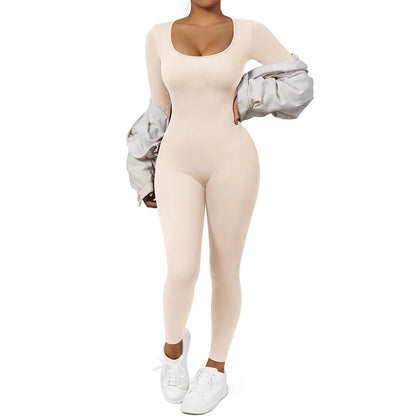 Long Sleeve Jumpsuit Women Bodycon One-piece Outfit Jumpsuit Square Neck Casual Streetwear Rompers Overalls playsuits Bodysuit Badiee Stylez