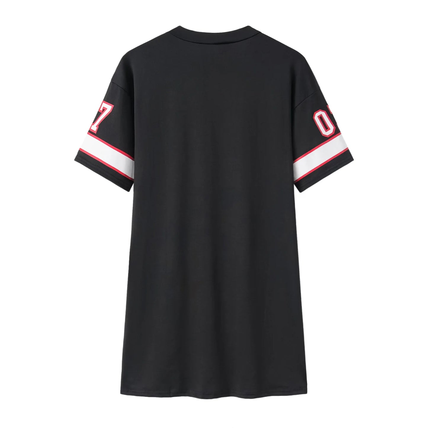 Fashion V-Neck Queen Letters Print Dress Short Sleeve Basketball Sporty Style Sexy Loose Female Clothing Streetwear Loungewear