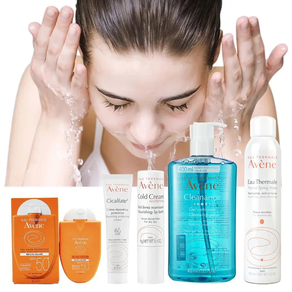 Avene Deep Cleansing Facial Cleanser Removes Face Dirt Whitening Cold Cream SPF50+ Sunscreen Moisturizing Gel Skin Care Set
