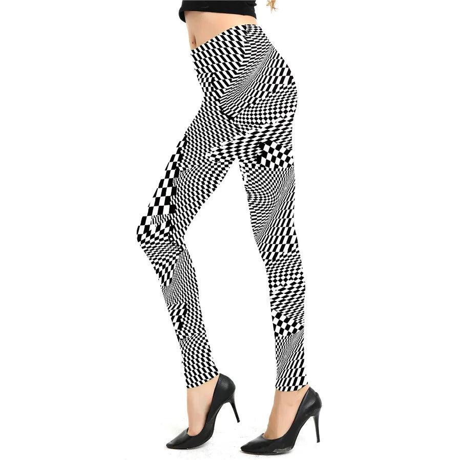 Women Leggings High Waist Cartoon Comic Beauty Print Trousers Soft Female Casual Elastic Pant