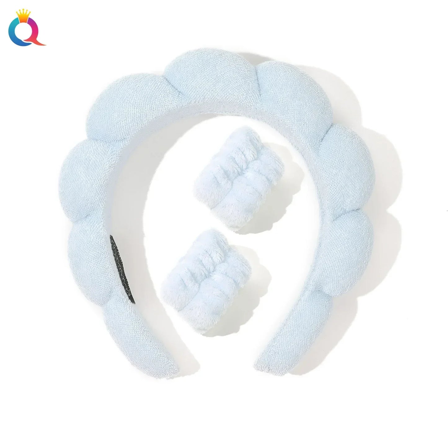Wash Face Headbands For Women Puffy Sponge Hair Bands Cuff Waterproof Bands Absorbent Wristbands Girls Hair Accessories Set Badiee Stylez