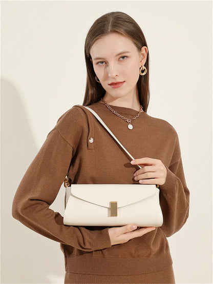 Toptrends Genuine Leather Underarm Shoulder Bags For Women 2025 Luxury Designer Crossbody Purses Envelope Flap Ladies Handbags
